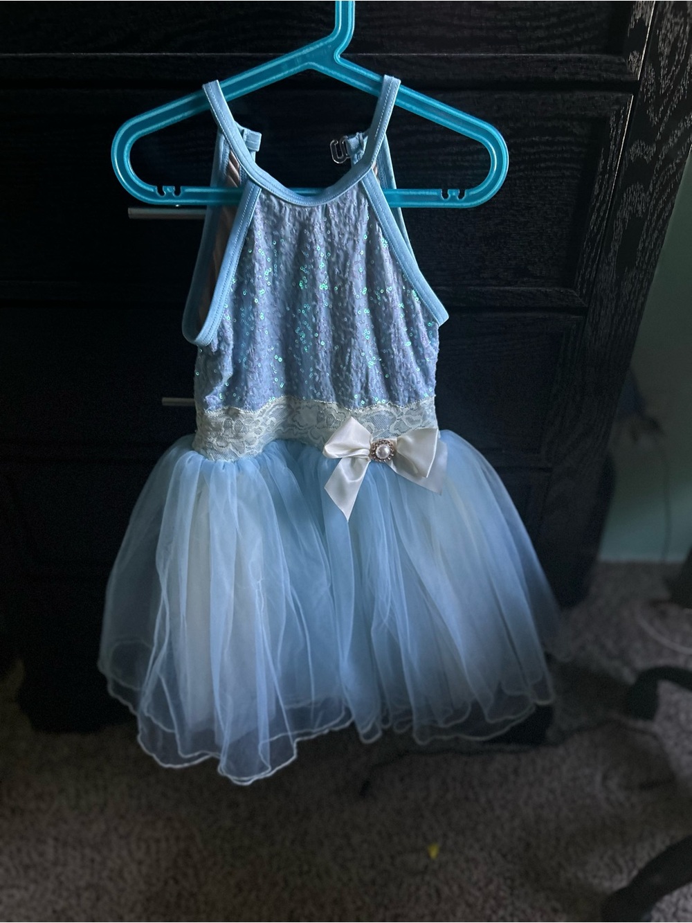 Blue Tulle Princess Kids Costume Dress with Bow